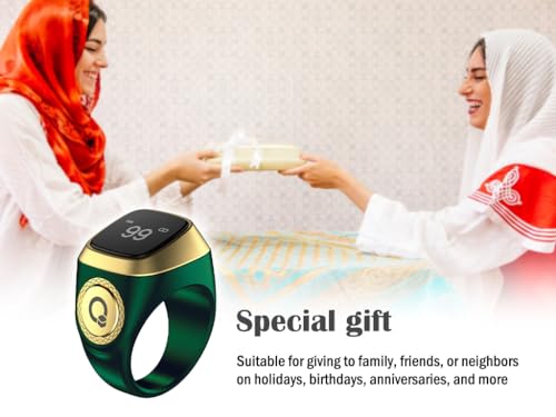 Anlising Smart Ring Counter, Smart Tasbih Zikr Ring, Muslim Islamic Prayer Smart Rings, Tasbih Counter Smart Ring, Tasbeeh Smart Counter, Digital Electronic Smart Tally Counter for Prayer(Green, 18MM)