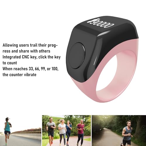 Finger Smart Tally Counter Ring, Muslim Digital Azan Alarm Clock, Vibration Reminder, Touch Control, 0.42in Screen, for Nice Islamic Gift - color: Pink
