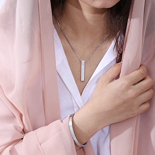 Qitian Islamic Jewelry Gifts for Women Muslim Pendant Gold Allah Arabic 3D Bar Necklaces Ayatul Kursi Necklace Islam Eid Ramadan Gifts for Women Men - color: F--Silver-Muslim Necklace for Men