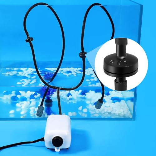 AQUANEAT 25 Feet Aquarium Airline Tubing, Standard 3/16" Tubing, Air Pump Accessories,with Air Stones, Check Valves, Suction Cups and Connectors (Black) - color: Black