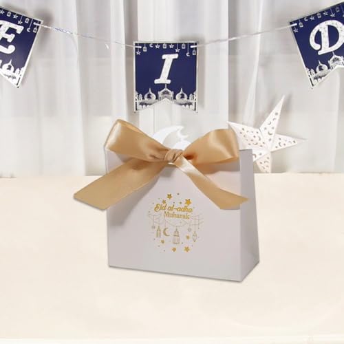 10pcs Eid Gift Bags Ramadan Snack Bags with Gold Ribbon, Reusable Eid Mubarak Bags for Presents Festive Party Wrapping - color: Style2