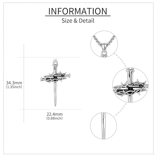 Sterling Silver 3 Nails Cross/Saint/Egyptian/Catholic Cross/Holy Spirit Necklace Religious Pendant Jewelry for Women - style: 3 Nails Cross
