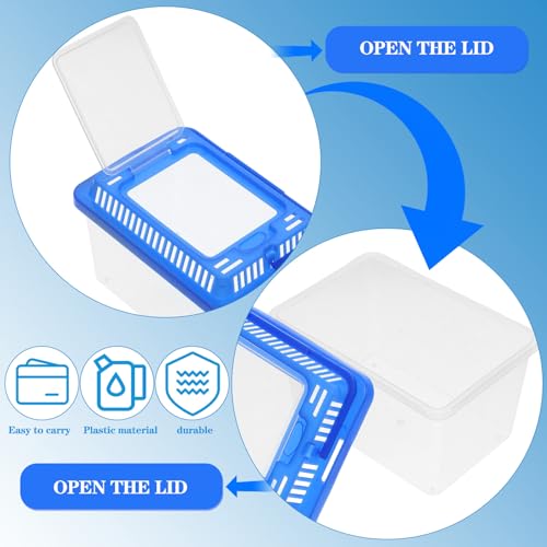 DOITOOL Portable Turtle Aquarium with Lid Small Travel Fish Tank Sturdy Plastic Reptile Carrier Box for Turtles and Aquatic Pets Home Use Terrarium