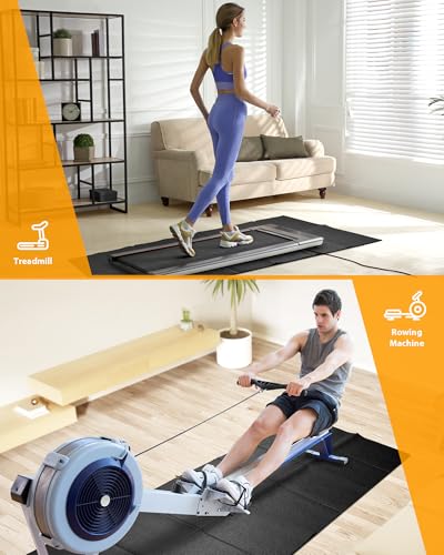 Foldable Rubber Treadmill Mat - Exercise Bike Mat with Waterproof Non-Slip Shock Absorption, Exercise Equipment Mat to Protect Floor for Home Gym Workout - size: 68"L x 26.8"W x 0.2"Th