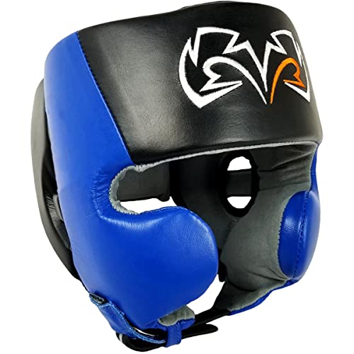 RIVAL Boxing RHG20 Traditional Headgear - Microfiber Inner Lining, Quick and Easy Adjustment, and Dual Density Foam Padding - color: Black/Blue, size: X-Large
