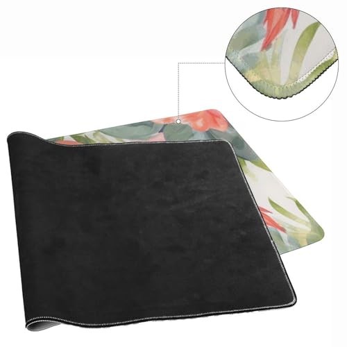 Large Size Gaming Mouse Pad Flamingos and Flowers Desk Mat Non-Slip Base Waterproof Desktop Writing Pad for Office Home - color: Flamingos and Flowers, size: 40x90cm