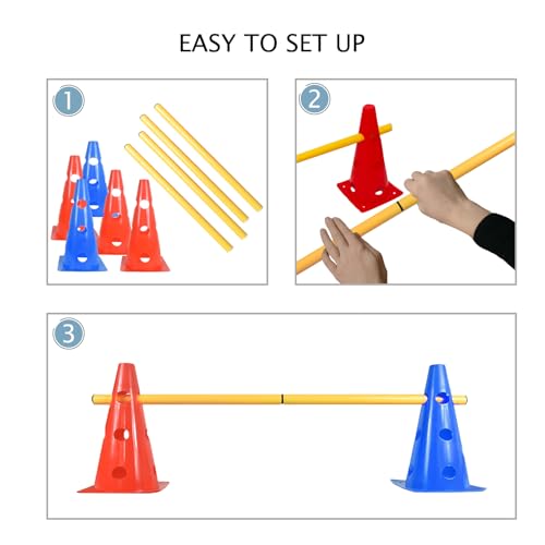 TNZMART Dog Agility Hurdle Cones Pet Jump Training Set Dog Agility Course Backyard Set Adjustable Obstacle Training Set (Mix, 6 Sets) - color: Mix