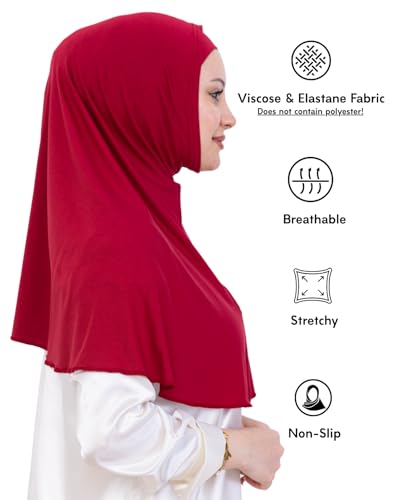 Prien Instant Hijab For Women, Muslim Long Scarf, Undercap Turban Set, Turkish Islamic Clothing, Prayer Clothes For Abaya - color: Burgundy
