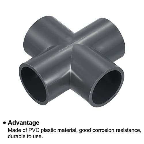 PATIKIL 25mm PVC Pipe Fittings, 2 Pack 4 Way Tee Shape Water Tubing Cross Joint Connectors Adapters for Garden Irrigation Home Aquarium - size: 25mm