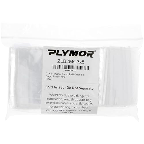 Plymor 3 x 5 inch, 2 Mil Zipper Reclosable Bags (Case of 8,000) | Plastic poly bags for jewelry, beads, rings, earrings, pills, vitamins, spices, coins, screws & small parts - size: 3" x 5" (8,000 Count)