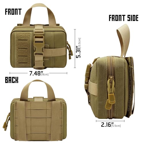 Upgrade Molle Rip Away Ifak Pouch, Tactical Small Belt First Aid Pouch Medical Utility EMT Pouch Only - color: Upgrade - Tan