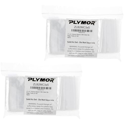Plymor 3 x 5 inch, 2 Mil Zipper Reclosable Bags (Pack of 200) | Plastic poly bags for jewelry, beads, rings, earrings, pills, vitamins, spices, coins, screws & small parts - size: 3" x 5" (200 Count)