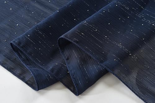 OurLore Chiffon Shawls Wraps for Women Sheer Glitter Scarf Sparkly Rhinestones Shoulder Sarong Cover Up Hijab for Wedding - color: Navy