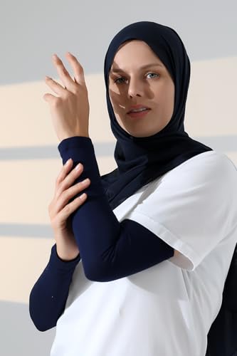 ihvan online, Hijab Sleeves for Women, Muslim Arm Sleeve for Prayer, Women's Soft Stretchy Modest Sleeves to Cover Arms - color: Navy Blue