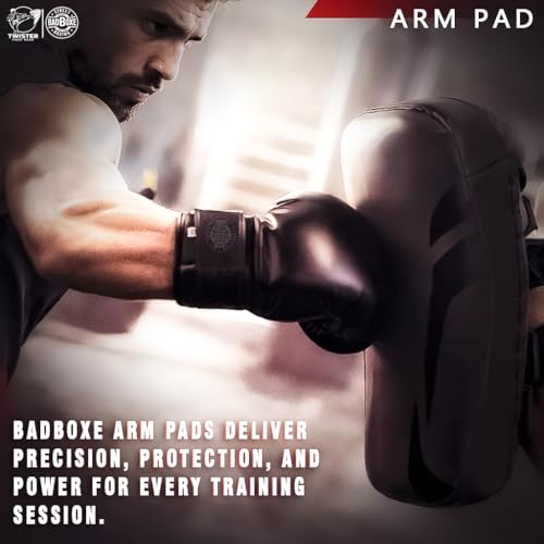 TWISTER FIGHT WEAR Lightweight Boxing Arm Pad Kick Shield | Genuine Leather Thai Pads | MMA Muay Thai Curved Pads | Martial Art Training Pads Boxing Striking Pads (Single)