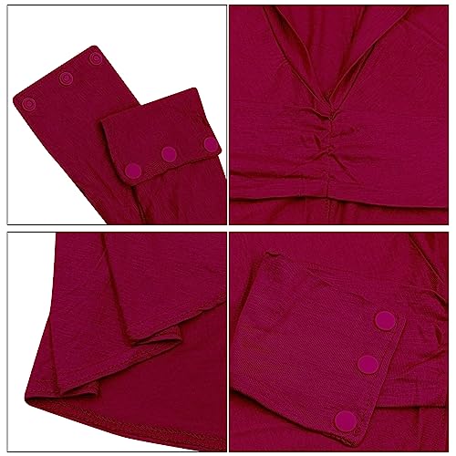 AIBEARTY Women Fashion Instant Muslim Turban Hijab with Snap Fastener Breathable Headscarf Bonnet Cap Turban Hat Shawl - color: Modal Wine Red-3 Buttons