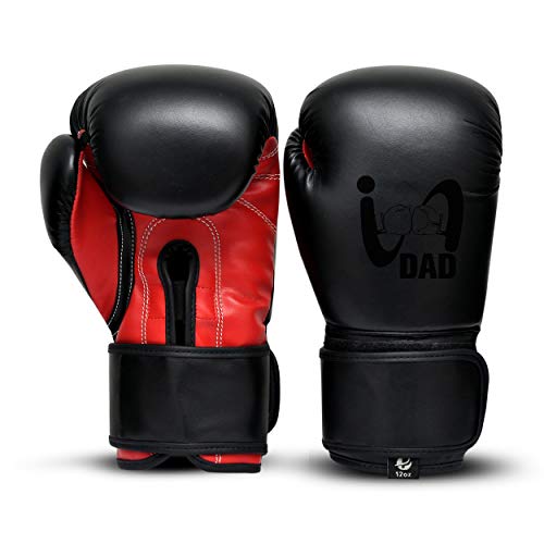 Ultimate - I Boxing Dad - Kids Boxing Gloves MMA Boxing Muay Thai Bag Work - color: Black Red, size: 6 Oz