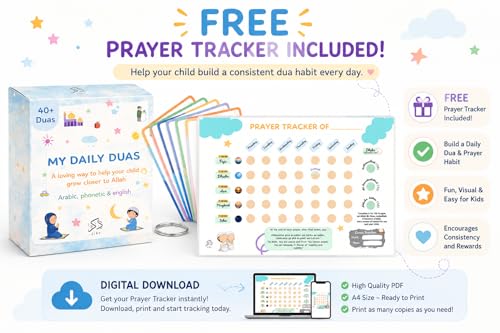 Islamic Dua Flashcards for Kids β 40+ Daily Duas Learning Cards in Arabic, Transliteration & English β Muslim Learning Cards | Islamic Educational Activity | Ramadan & Eid with Free Prayer Tracker
