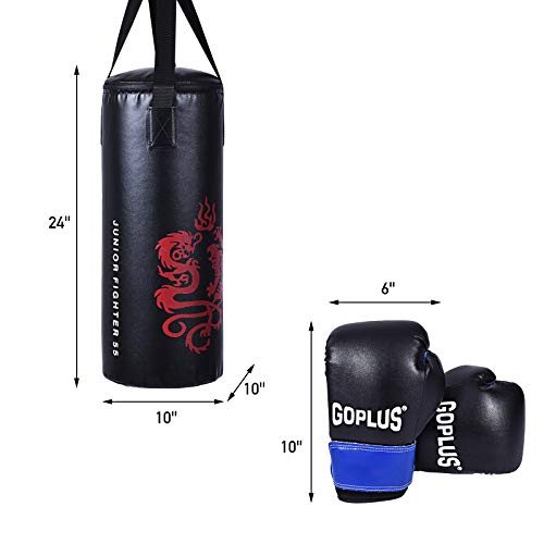 Goplus Punching Bag Set with Gloves, 22LBS/ 40LBS Filled Kick Boxing Bag, Rucksack, Jump Rope, Firm Hook, Heavy Bag for Adults MMA Training, Muay Thai, Krav MAGA, Taekwondo, Karate - style: 22 LBS