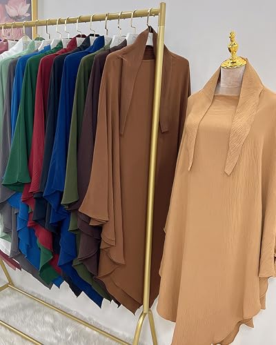 Muslim Prayer Abaya Islamic Women's Khimar Pure Color Hijab Dress Long Sleeve Dubai Kaftan - color: Khakihijab