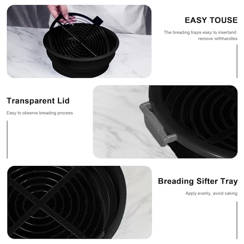 Collapsible Batter Bowl - Breading Bowl Shaker with Lid, Black - color: Black