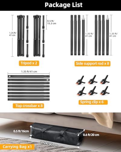 Hemmotop Photo Backdrop Stand, 10x7ft, Secure Straight Thread Connection - size: 10x7ft