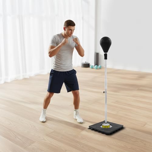 Reflex Speed Punching Bag with Stand, Height Adjustable Suction Cup Base Boxing Training Ball, Free Standing Speed Reflex Bag for Adults Teens, Home Gym Fitness Stress Relief