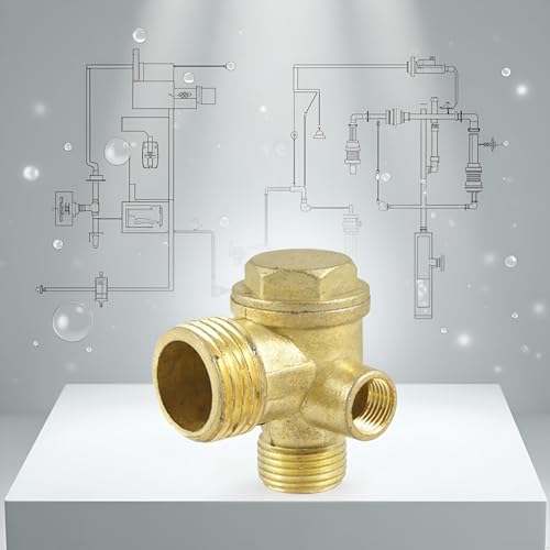 Gold Female Thread Check Valve 3-Port Brass Male Threaded Air Compressor Check Valve Central Pneumatic Air Compressor Accessories Air Compressor Replacement Parts,Valves,Check Valves