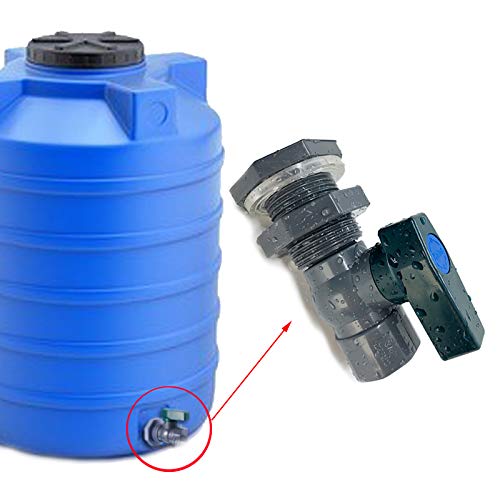 Rain Barrel Spigot Kit with Hole Saw 4 Pcs PVC Bulkhead Fitting, Ball Valve, Garden Hose Male Threaded Adapter, Barb Adapter, Thread Seal Tape (3/4 Inch)