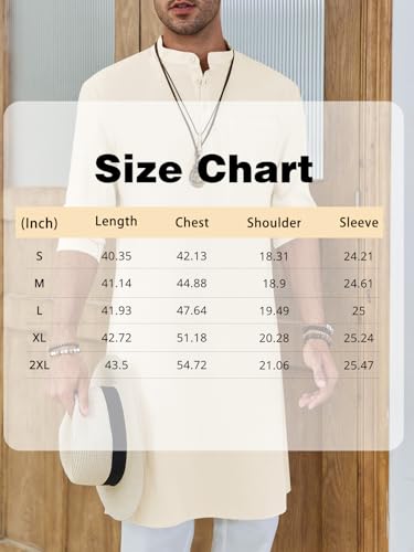 Gafeng Mens Kaftan Robe Button Down Long Sleeve Henley Cotton Thobe Casual Side Split Gown Shirt - color: Army Green, size: Small