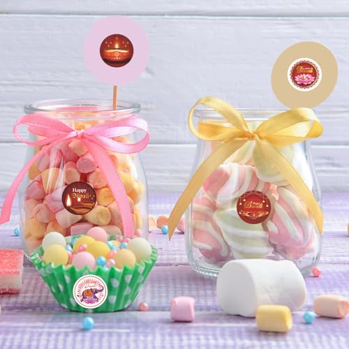 Happy Diwali Kiss Sticker Labels - Festival of Lights Party Round Candy Sticker Favors for Chocolate Drop Kisses (Set of 150) - color: Happy Diwali