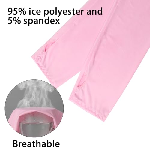 Cooling Shawl Arm Sleeves,Sun Protection with Finger Hole Anti-UV Women's tops,Comfortable Ladies Cooler Shrug - color: Pink