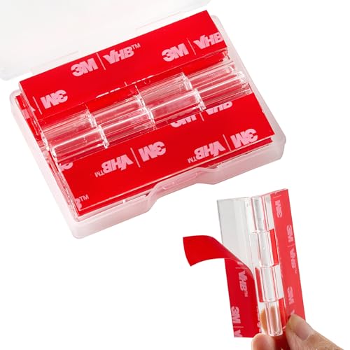 4 Pcs Clear Acrylic Small Hinges 65 x 41 mm Self Adhesive Mini Hinge Swing Clear Door Hinges Tiny Adhesive Hinge for Crafts Cabinet Drawer Jewelry Box DIY Display Plastic Box - size: 65 x 41 mm (2.55 x 1.6 inch)