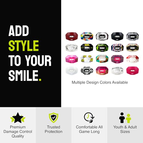 DAMAGE CONTROL Youth Football Mouth Guard – Breathable No Boil Mouthpiece, Protects Lips & Teeth, Works with Braces, Includes Helmet Strap – Sports Gear & Accessories (Fight Like Girl) - color: Fight Like Girl