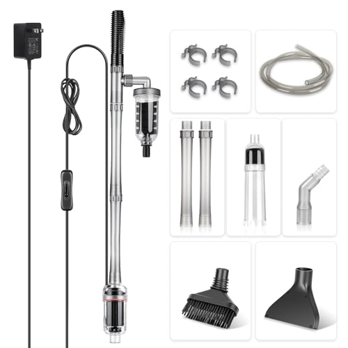 hygger Electric Aquarium Gravel Cleaner, 528GPH Fish Tank Vacuum, 5-in-1 Automatic Sand Washer Water Changer Cleaning Kit for Freshwater Saltwater, Adjustable Length Handle Tube,Hose, Clamp