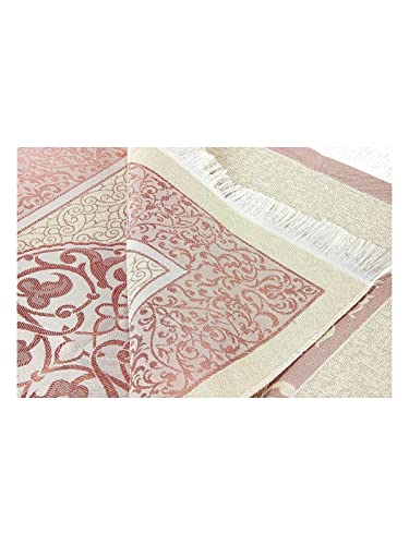 Muslim Prayer Rug and Prayer Beads with Elegant Gift Box | Janamaz | Sajadah | Soft Islamic Prayer Rug | Islamic Gifts Set | Prayer Carpet Mat, Taffeta Fabric, Pink - color: Pink