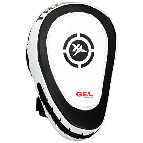 MRX Gel Tech Boxing Hook & Jab Pads MMA Focus Punching Mitts Training Thai Kick Strike Shield Curved Black/White - color: Black/White
