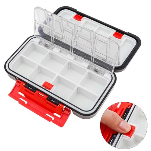 Fishing Tackle Storage Box, Double Sided Waterproof, 16 Compartments, Fishing Lure Box Storage Containers (Black) - color: Black