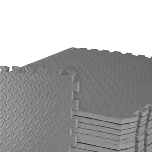 BalanceFrom 2-Pack 24-Count 24x24x0.75 Inch EVA Interlocking Foam Exercise Tile Mat, Gray – Non-Slip Puzzle Flooring for Home Gym, Fitness Studio, or Playroom