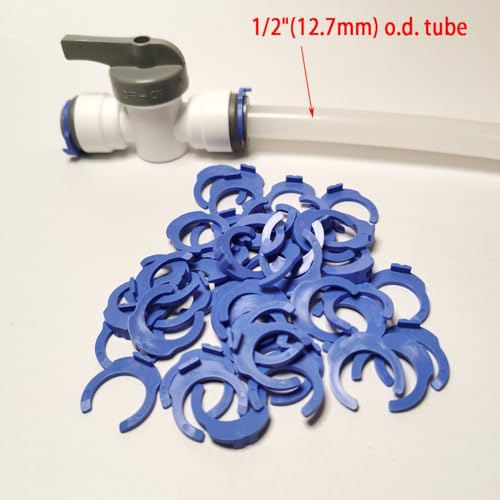 1/2" Blue Locking Clip Clamps for RO Reverse Osmosis Water Filtration Systems or Other Quick Connect Fitting Replacement Parts Accessory. (1/2" clips 50pcs) - size: 1/2" clips 50pcs