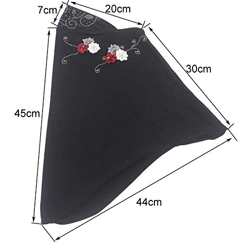 Instant Hijab for Kids Girls Hijabs Muslim Islamic Head Scarf with Rhinestone and Flowers - color: Sky Blue