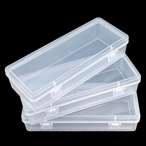 8 Pieces Rectangular Empty Mini Clear Plastic Organizer Box | 6.5 x 2.56 x 1.38 Inch, Hinged Lids, For Small Items, Craft Projects - size: 165 x 65 x 35 mm
