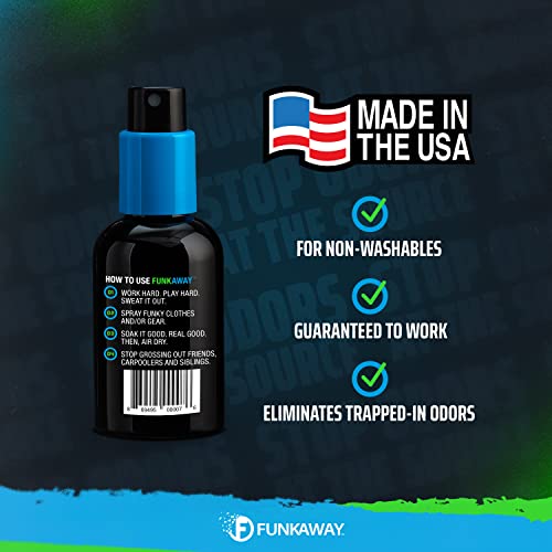 FunkAway Travel Size Shoe Deodorizer Spray (3.4 oz - 3 Pack) Odor Eliminator for Shoes, Gym Bags, Clothes and Gear, On-the-Go Odor Neutralizer that Attacks Funk at the Source - size: 3.4 Ounce (Pack of 3), style: Travel Size