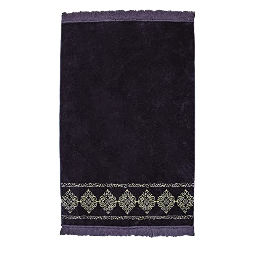 Modefa Turkish Islamic Prayer Rug - Large & Wide Soft Velvet Janamaz - Comfortable Muslim Praying Mat for Men & Women - Ramadan or Eid Gift - with Prayer Beads Tesbih - Grand Plush (Purple) - color: Purple