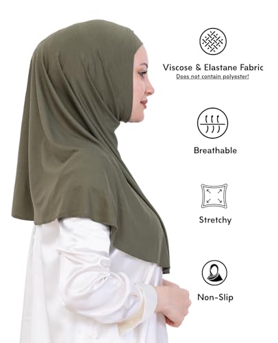 Prien Instant Hijab For Women, Muslim Long Scarf, Undercap Turban Set, Turkish Islamic Clothing, Prayer Clothes For Abaya - color: Khaki