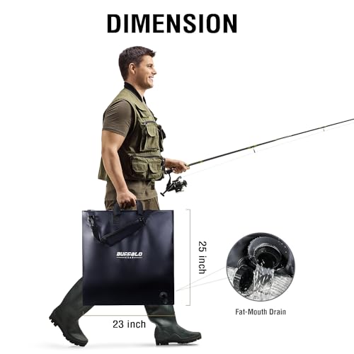 Fish Tournament Weigh in Bag for Bass Fishing, Heavy Duty Fish Bag for Caught Fish Waterproof,Leakproof,Puncture Resistant - color: Black-25×23in
