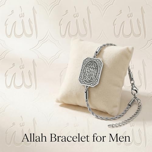 PELOVNY Allah Bracelet 925 Sterling Silver Islam Allah Bracelet Islamic Muslim Religious Jewelry Gifts for Men Women - color: Allah Bracelet-02