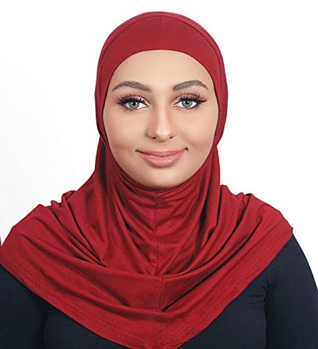 AL AMIRA One Piece Cotton Hijab – Easy Slip-On Style - color: Burgundy