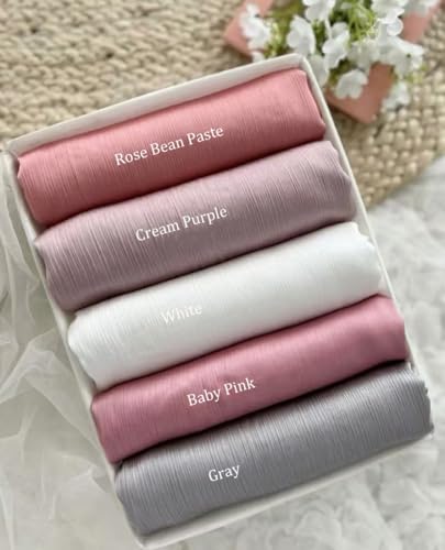 Luxury Silky Satin Hijab for Women, Shimmer Crinkle Muslim Head Scarf, Graceful Feminine Charm - color: White
