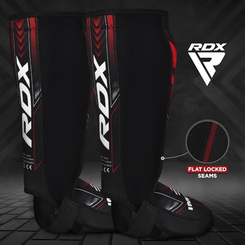 RDX IMMAF Approved Shin Guards, Competition Level Neoprene Shin Pads for Sparring and Grappling, MMA Kickboxing, Professional Shin Insteps Protection, Men Women - color: Red, size: X-Large